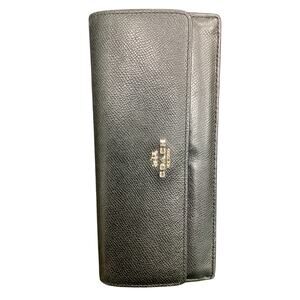 Coach Wallet Women’s One Size Pebbled Leather Slim Envelope Wallet Black